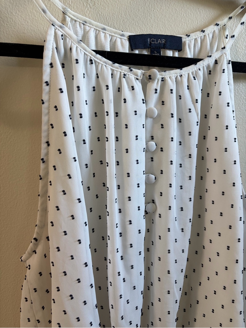 Eclair White Polka Dot Button-Front Blouse
